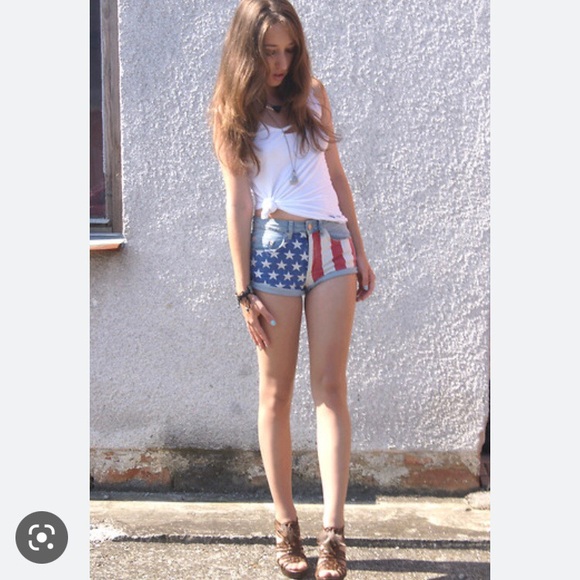 AMERICAN FLAG DENIM SHORTS - Picture 6 of 16